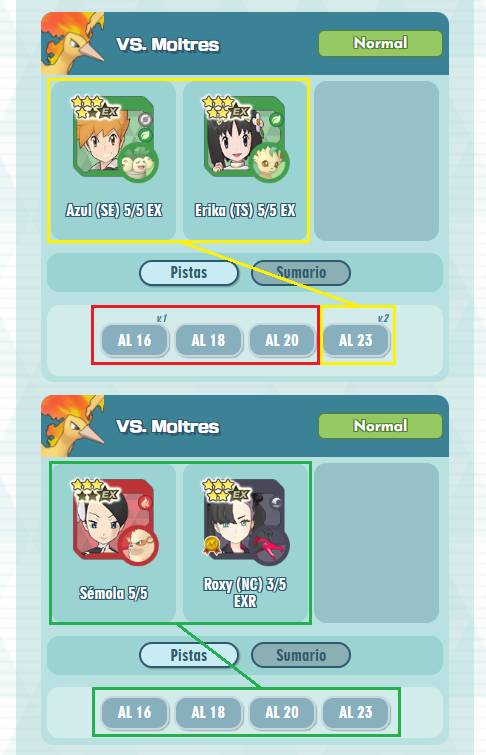 Explicación de las versiones de los combates